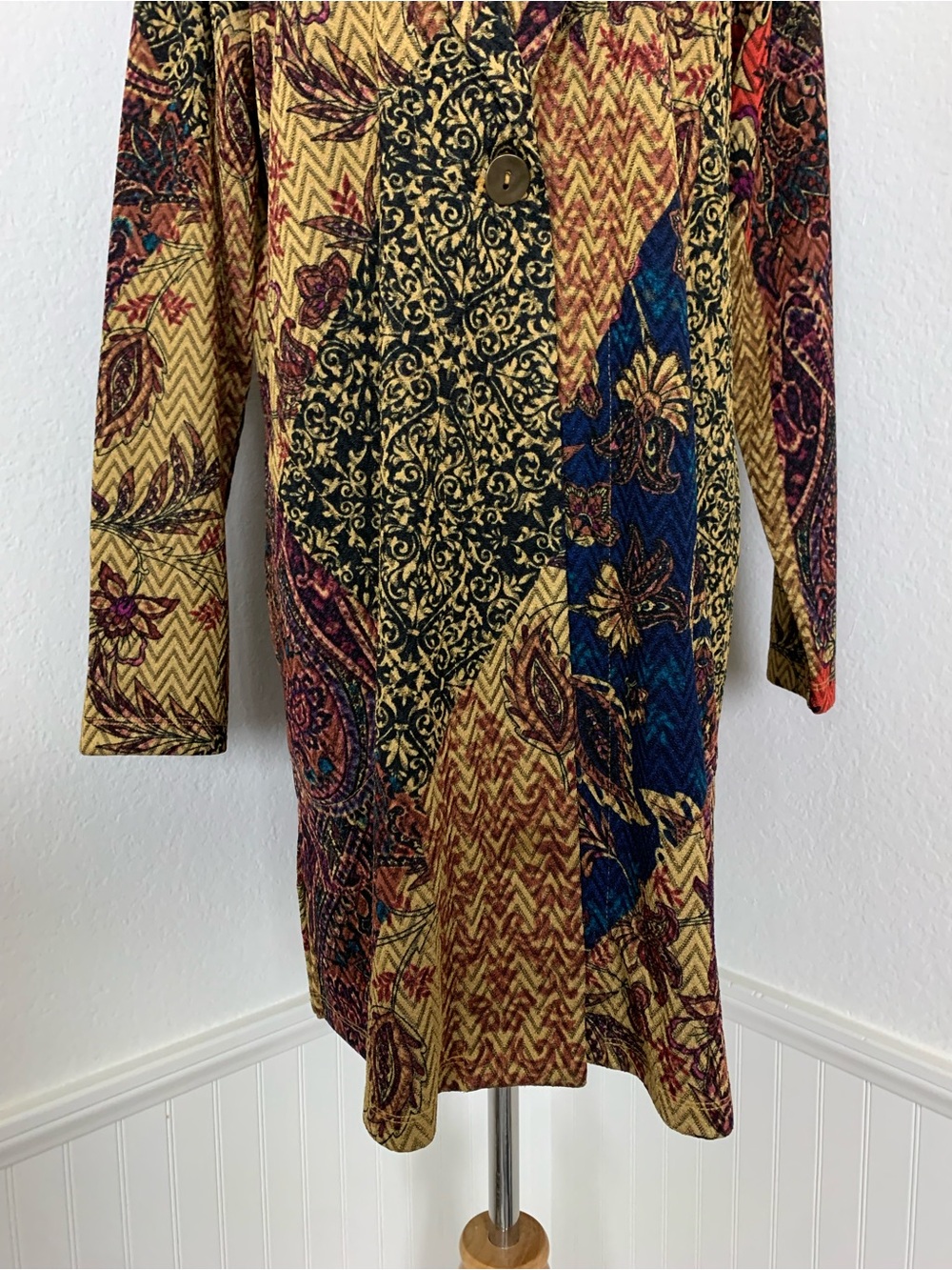 Susan Graver Longline Paisley Cardigan Topper Women’s MP One Button Colorful - Picture 4 of 14